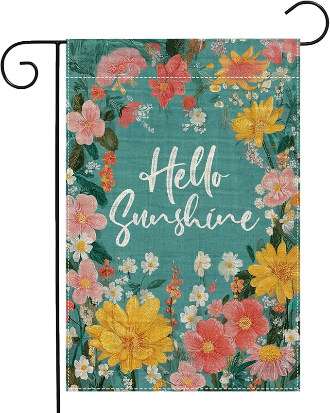 Garden Flags, Welcome Garden Flag, Bee Sunflower Flag Double-Sided Flags for Farmhouse Yard Outdoor-12 x 18inch (SUNSHINE)