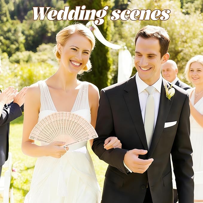 30 Pcs Personalized Sandalwood Wood Handheld Folding Fans with Organza Bags Wedding Fans Custom Name Text Icon Gift for Wedding Graduation Party Guests Baby Shower (30)