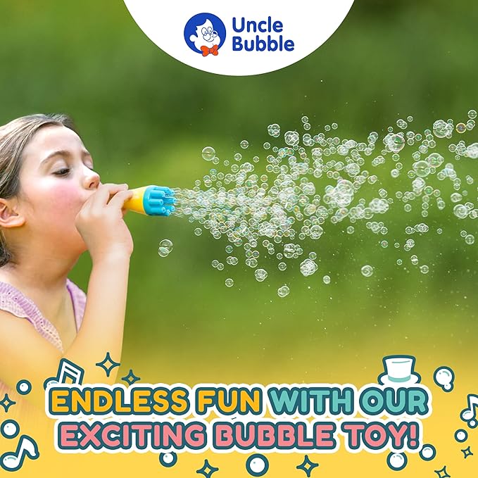 Uncle Bubble Blower for Kids and Toddlers, Set of 2 Mini Bubble Blower Makes Thousands of Bubbles Ease, Plastic Reduction Version