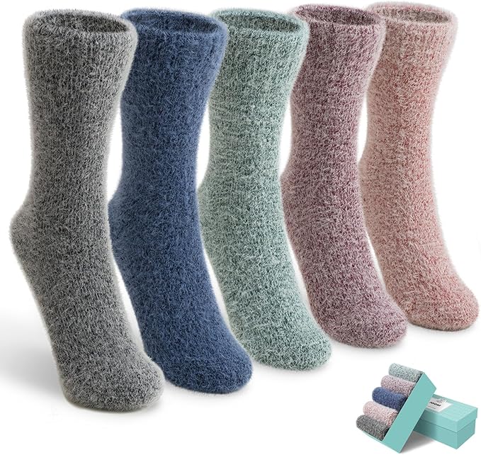 SISOSOCK Fuzzy Cozy Warm Socks for Women-Winter Home Thick Wool Soft Sleeping Socks-Perfect Gifts for Women