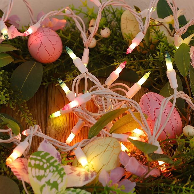 WATERGLIDE 2 Pack Easter String Lights, Christmas Lights, 100 Count 20FT White Wire Mini Pastel Fairy Lights, 120V UL Certified for Patio Wreath Garland Garden Outdoor Indoor Decoration, Multicolor