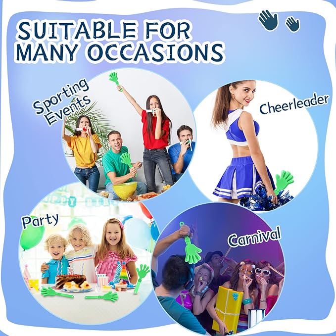 12 Pcs Lime Green Hand Clappers 7.5 Inch Clappers Noisemakers Noise Makers Party Favors Plastic Clapper Sporting Events Cheers Ball Dance Basketball Football Noisemakers（Lime Green）