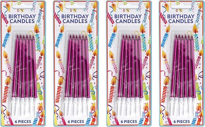 24 Count Pink Metallic Birthday Candles, Cake Candles, Birthday Parties, Wedding Decorations, Party, Candles for Cake, Cake Decorations, Pink Birthday Candles