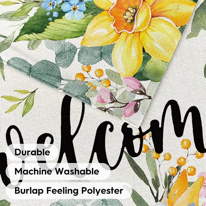 AVOIN colorlife Spring Flowers House Flag 28 x 40 Inch Double Sided, Seasonal Welcome Yard Outdoor Flag