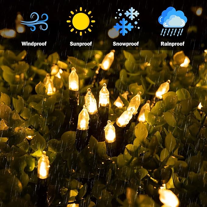 AMMAKER Christmas Light, 100 LED Battery Operated Christmas Lights with Timer for Indoor Outdoor Wreath Wedding Party Garden Home Decor, Waterproof, Warm White 39.5FT