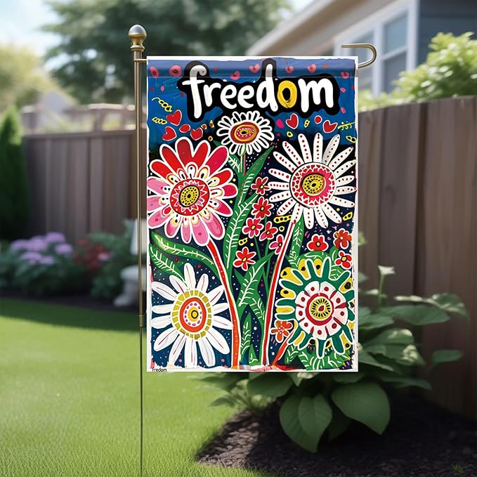 Startlit Patio Summer Spring Garden Flag 12x18 Inch Double Sided Floral Freedom Colorful Flowers Garden Flag House Holiday Outside Decoration Seasonal Rustic Yard Lawn Outdoor Flag