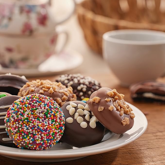 CRAVINGS BY ZOE Valenties Day and Birthday Chocolate Covered Cookies Gift Basket | 6 Count | Kosher Milk & Dark Belgian Chocolate Gourmet Food Gift Box | Thank You, Candy Gifting Men Women Him Her Mom