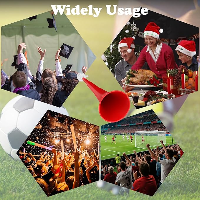 Collapsible Stadium Horn 24 Inch Vuvuzela Noise Makers Plastic Cheering Trumpet Blow Horns Noisemakers for Sporting Events Football Games School Sports Party Supplies Favors Accessories