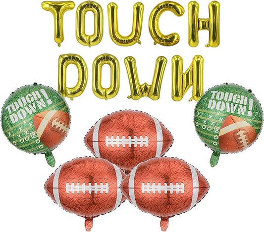 Football Balloons Gold Touch Down Balloons Rugby Balloon for Football Birthday Party Decorations Game Day Tailgat Party Supplies Balloon Set-14 Pcs