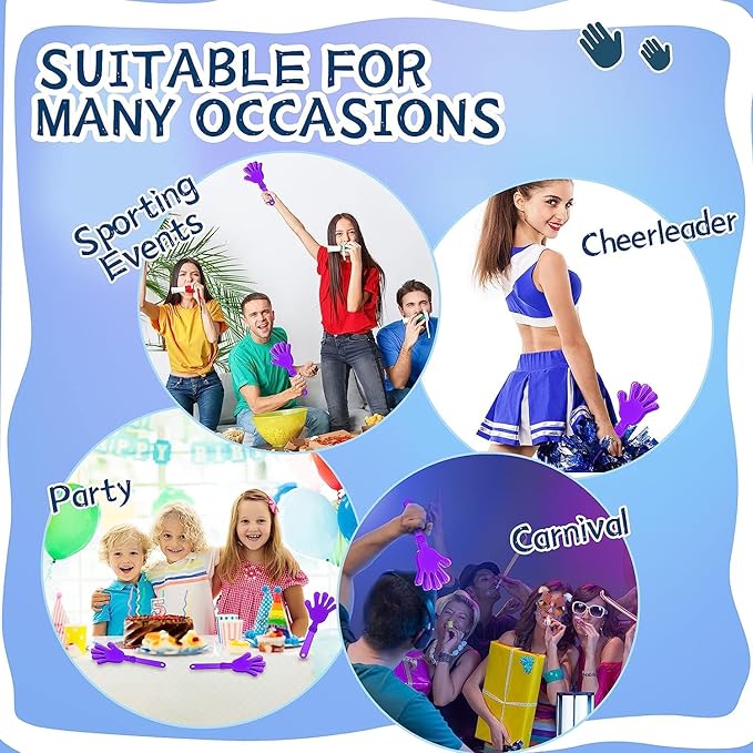 36 Pcs Lilac Purple Hand Clappers 7.5 Inch Clappers Noisemakers Noise Makers Party Favors Plastic Party Clapper Sporting Events Cheers Dance Basketball Football Noisemakers （Lilac Purple）