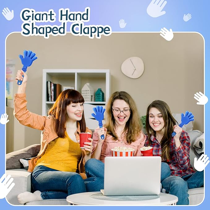 12 Pcs Royal Blue Hand Clappers 7.5 Inch Clappers Noisemakers Noise Makers Party Favors Plastic Clapper Sporting Events Cheers Ball Dance Basketball Football Noisemakers（Royal Blue）