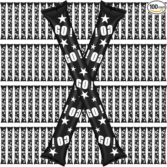 Hungdao 100 Pcs Thunder Sticks Spirit Boom Sticks Cheerleading Football Noise Makers Inflatable Noisemakers for Party Dance Basketball Sporting Event