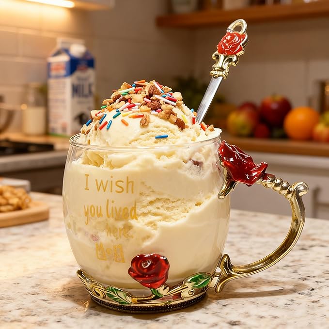 Unique Printing Glass Cup Flower Design Tea Cup Coffee Cup Ideal Christmas Gift for Friends Colleague BFF Her Women Neighbor (Neighbor)