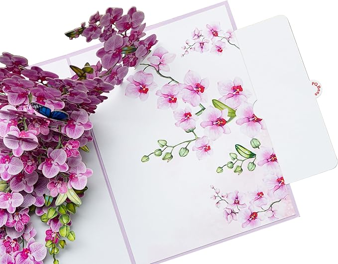 Orchid Happy 100th Birthday Card, 3D Birthday Cards for Women, 6x8in Pop Up Gifts for Mom, Wife, Him, Her, Daughter, Sister, Grandma(100th BD 6x8)