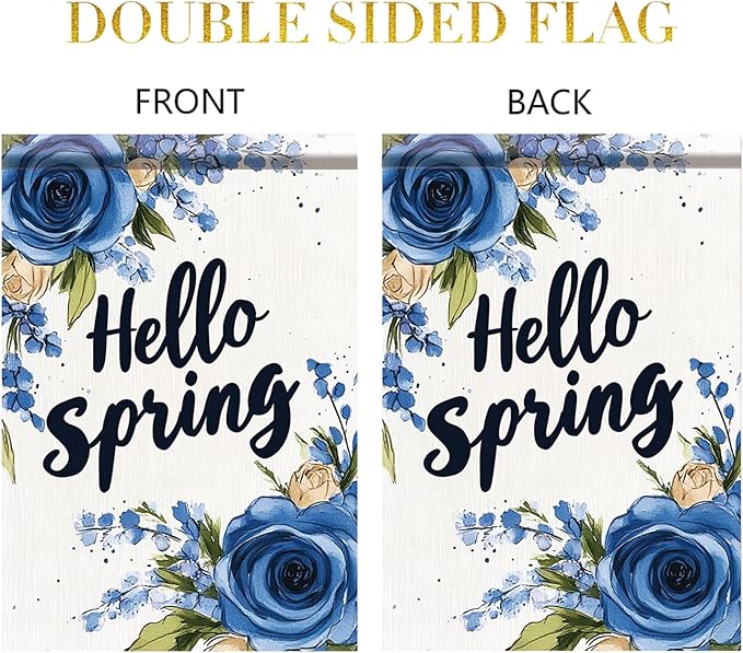 Starlit Patio Hello Spring Floral Garden Flag 12x18 Vertical Double Sided Colorful Flowers Summer Farmhouse Holiday Outside Decorations Yard Flag Floral Yard Outdoor Flag