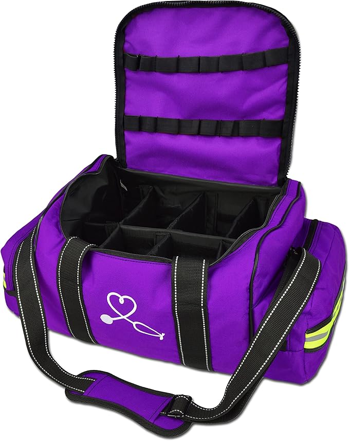 Lightning X MB30-SKC Large EMT Trauma Kit | Fully Stocked First Responder Bag w/ 240+ Supplies | EMS Fire Police Office Sports Team Emergency Medical Kit - Purple