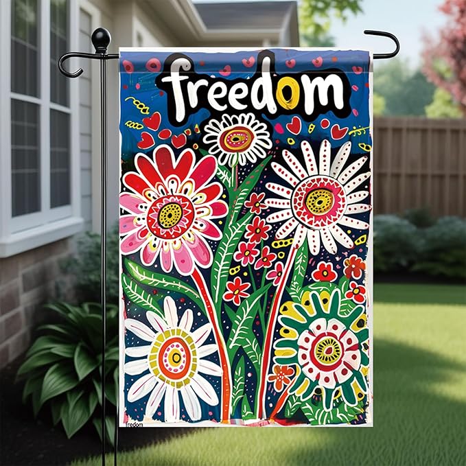 Startlit Patio Summer Spring Garden Flag 12x18 Inch Double Sided Floral Freedom Colorful Flowers Garden Flag House Holiday Outside Decoration Seasonal Rustic Yard Lawn Outdoor Flag