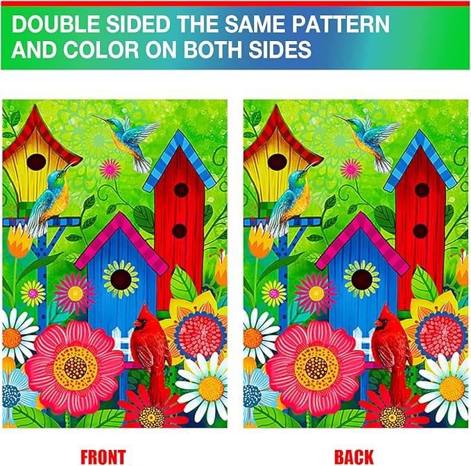 COCJCJ spring summer birds arden flags for outside, Seasonal Farmhouse Yard Flags for Outside decoration