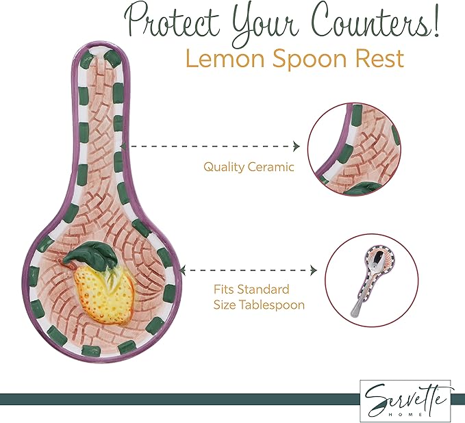 Ceramic Spoon Rest Lemon Kitchen Décor Teaspoon Tea Bag Rest - Set of 3