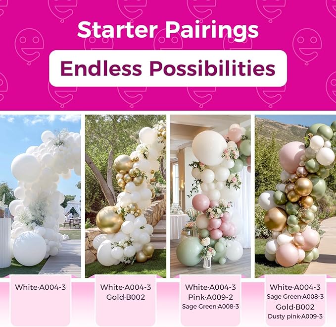 Bezente White Balloons Latex Party Balloons, 100 Pack 12 inch Round Helium Balloons for Valentines Day Wedding Birthday Engagement Bridal Shower Party Backdrop Decorations