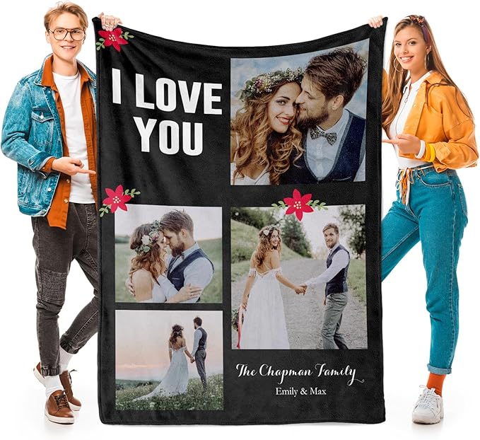 Custom Blankets with Photos, Personalized Photo Blankets Using My Own Photos, Customized Blanket with Pictures, Personalized Gifts for Women Men Baby Child