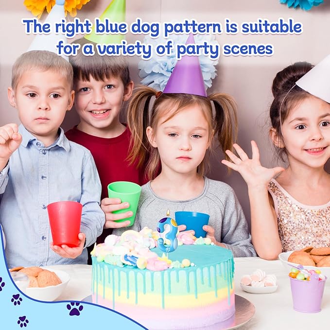 Blue Dog Paw Birthday Candles Cake Topper Numeral Birthday Candles for Boy Girl Dog Paw Decoration(Number 3)