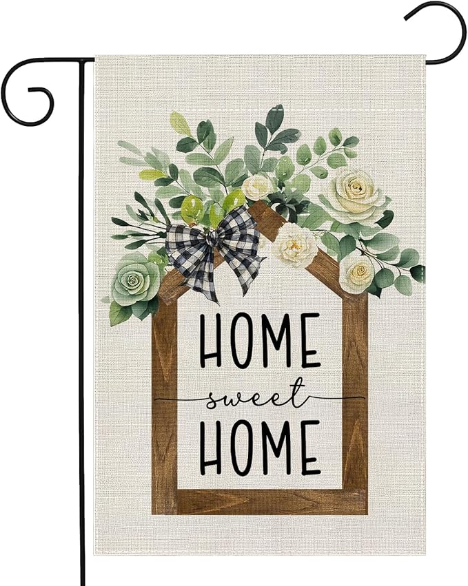 Garden Flags, Welcome Garden Flag, Floral Home Sweet Home Flag Double-Sided Flags for Farmhouse Yard Outdoor Flag-12 x 18inch