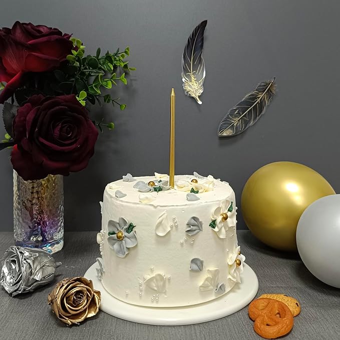 Birthday Candles for Cake Long Thin Cupcake Candles for Birthday, Wedding Party Decorations (24, Gold)