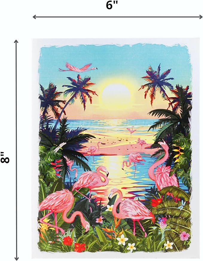 Flamingo Birthday Cards for Women, 6x8in Pop Up Mothers Day Card, 3D Anniversary Card, Valentines Day Card, Pop Up Gifts for Her, Him, Wife, Husband, Sister (Flamingo)