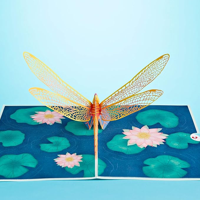 Lovepop Dragonfly on Water Lily Pop Up Card - 3D Card, Mothers Day Card, Card for Mom, Pop Up Mother’s Day Card, Happy Mother’s Day