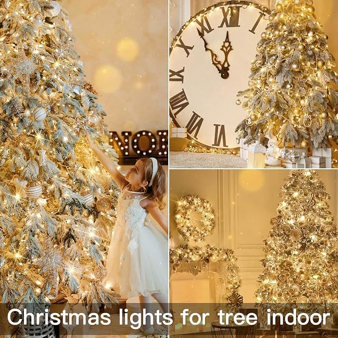 suddus 100 Led Connectable Christmas String Lights Outdoor with Timer, 33ft Fairy Lights Plug in Waterproof Indoor, Twinkle Lights with Remote for Xmas Tree, Bedroom, Dorm, Party, Garden – Warm White