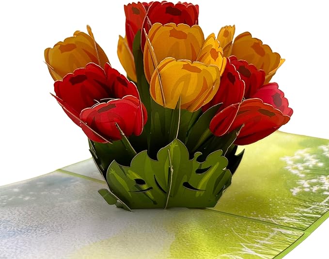 3D Pop Up Greeting Card Flowers Theme (Tulip Basket 1)