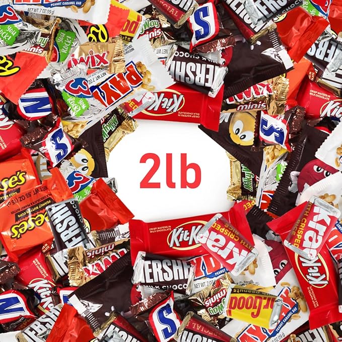 Assorted Chocolate Candy Mix - Individually Wrapped Chocolates - 2lb Bulk Variety Pack for Snacking, Sharing, and Gifting - Ideal for Home, Office, and Events