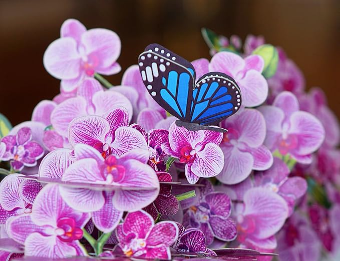 Orchid 3D Birthday Cards for Women, Mothers Day Cards, 6x8in Pop Up Gift Card for Mom, Wife, Her, Daughter, Sister, Grandma (Orchid Blossom 6x8).