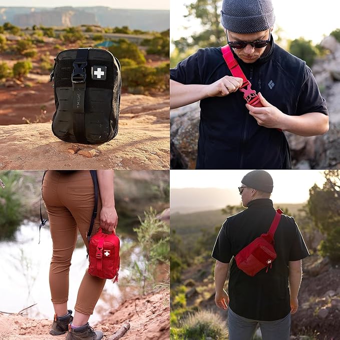 My Medic MyFak Mini Pro First Aid Kit - Small and Lightweight for Camping Hiking and Backpacking - 70 Items IFAK with Tourniquet - HSA/FSA Great for Travel - Black