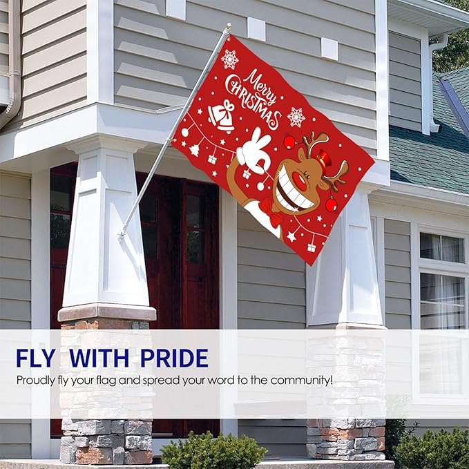 Christmas Deer Flag 3x5 Ft Outdoor Indoor With Grommet Merry Christmas Flags Funny Cute Reindeer Xmas Flag Garden Yard Banner Decorative Sign