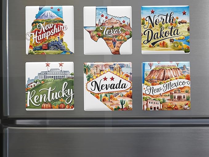 50 US States Magnet Set, Road Trip Travel Souvenir, Custom Fridge Magnets, Unique State Keepsake – Personalized Gift (6)