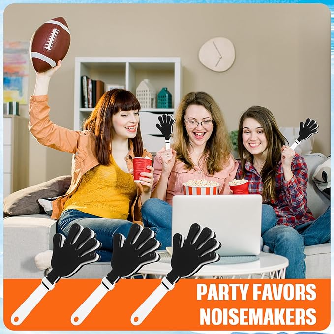 24 Pcs Hand Clappers 7.5 Inch Plastic Clappers Noisemakers Party Favors Clapping Noise Maker Birthdays Game Prizes Classroom Rewards Football Sporting Events Cheers Supplies (Black,White)