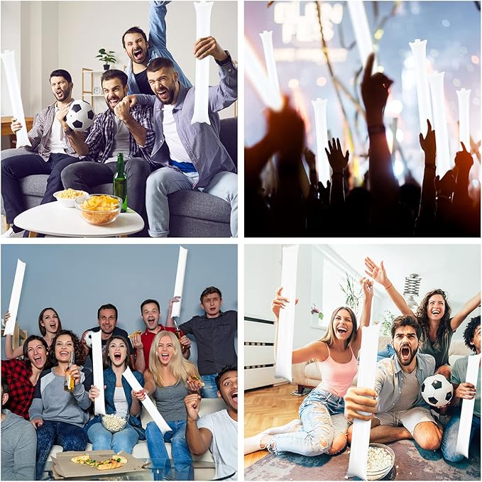 Thunder 150 Pcs White Sticks Team Spirit Boom Sticks Cheering Noise Makers Plastic Cheerleading Spirit Stick Bam Inflatable Noisemakers Cheer Noisemakers Stick for Football Game Party Sport Events