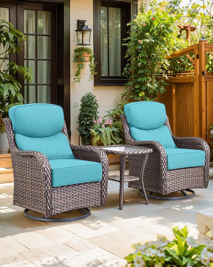 Luxury 24x24x6 Inch Smile Outdoor Seat Cushions Set of 2 - Superior Comfortable Water-Repellent Patio Chair Cushion for Porch Rattan Dining Glider Loveseat Sectional Sofa - Turquoise