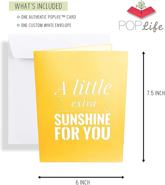 PopLife® Sunflower 3D Pop Up Mother's Day Card - Happy Golden Anniversary Card, Birthday, Thank You, Just Because, Sympathy, Get Well Soon - for Mom, for Daughter, for Wife, for Grandma