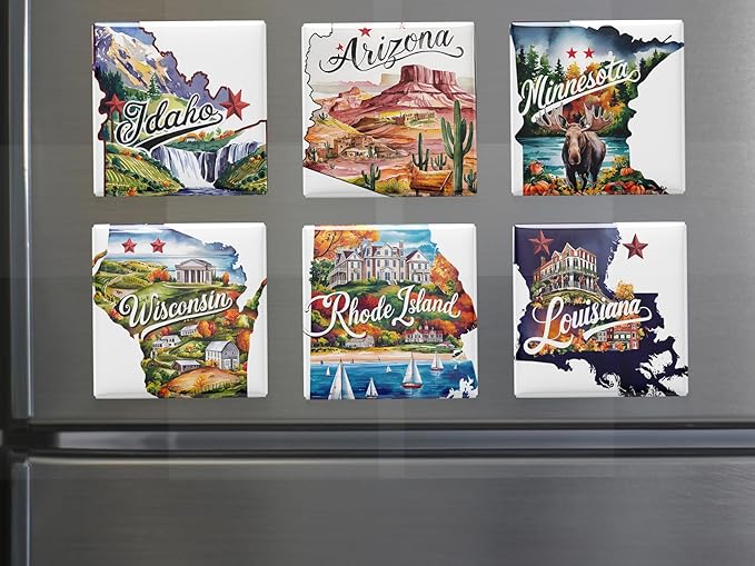 50 US States Magnet Set, Road Trip Travel Souvenir, Custom Fridge Magnets, Unique State Keepsake – Personalized Gift (10)