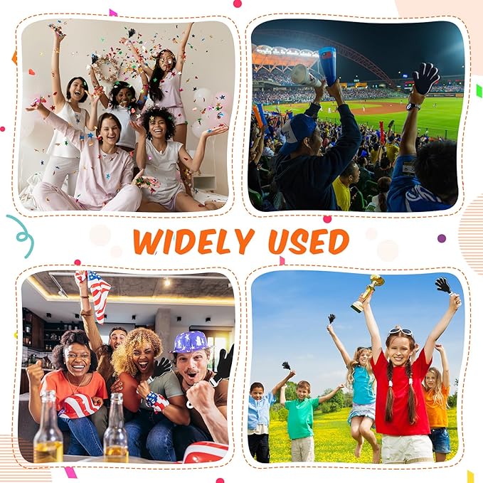 24 Pcs Hand Clappers 7.5 Inch Plastic Clappers Noisemakers Party Favors Clapping Noise Maker Birthdays Game Prizes Classroom Rewards Football Sporting Events Cheers Supplies (Black,White)