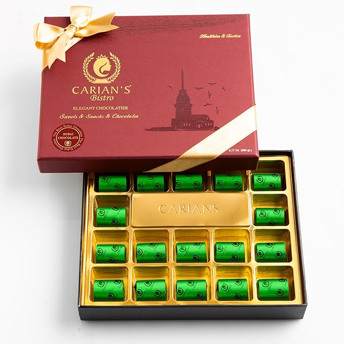 CARIANS Dubai Chocolate Gift Box, Dubai Chocolate Candy with Pistachio and Kataifi, Great for Gift Giving, Anniversary, Valentine's Day 17 Pcs