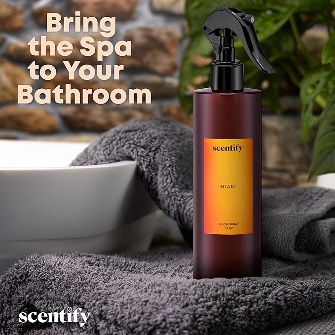 Scentify Miami Odor Neutralizing Room Spray – Luxury Cashmere, Floral & Musky Wood Fragrance, Instant Odor Eliminator for Home, Office & Car – 12 oz