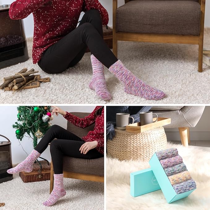 SISOSOCK Fuzzy Cozy Warm Socks for Women-Winter Home Thick Wool Soft Sleeping Socks-Perfect Gifts for Women