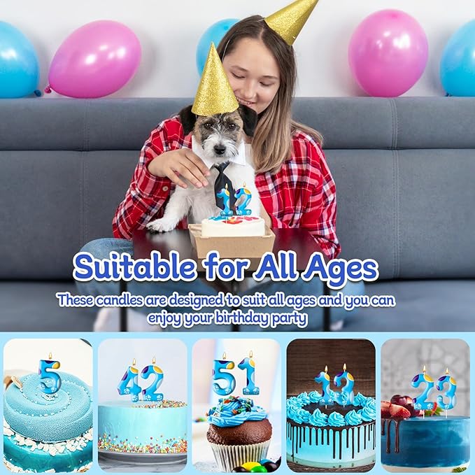 Blue Dog Paw Birthday Candles Cake Topper Numeral Birthday Candles for Boy Girl Dog Paw Decoration(Number 3)