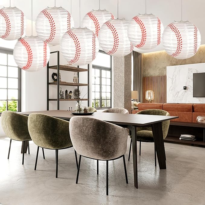 10 Pack Baseball Paper Lanterns Decorations 8 Inch Sport Hanging Paper Lanterns Party Favor Table Centerpiece for Sport Themed Birthday Bar Game World Baseball Classic Party Ceiling Decoration