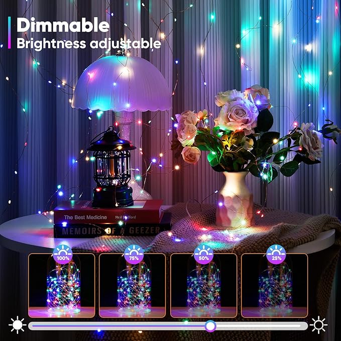 Ariceleo 2 Pack 16.4 Ft. Battery Operated Outdoor String Lights with Remote & Timer, LED Multi Color Fairy Lights, Waterproof Twinkle Lights for Bedroom, Dorm, Mason Jar, Wedding, Party, Christmas