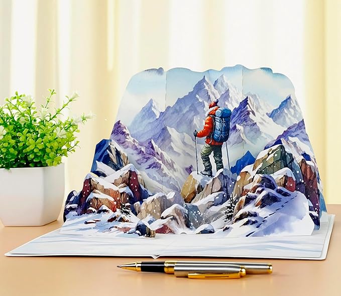 CUTPOPUP Birthday Card Pop Up, 3D Birthday Greeting, Father's Day Card for Grandpa, Dad, Godfather, Husband, Son (Rock Climbing)